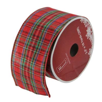 Plaid Wired Craft Christmas Ribbon 2.5" x 10 Yards - 2.5" x 10