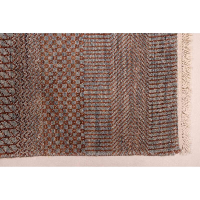 ECARPETGALLERY Hand-knotted Finest Silk Shadow Grey Wool Rug - 5'10 x 9'3