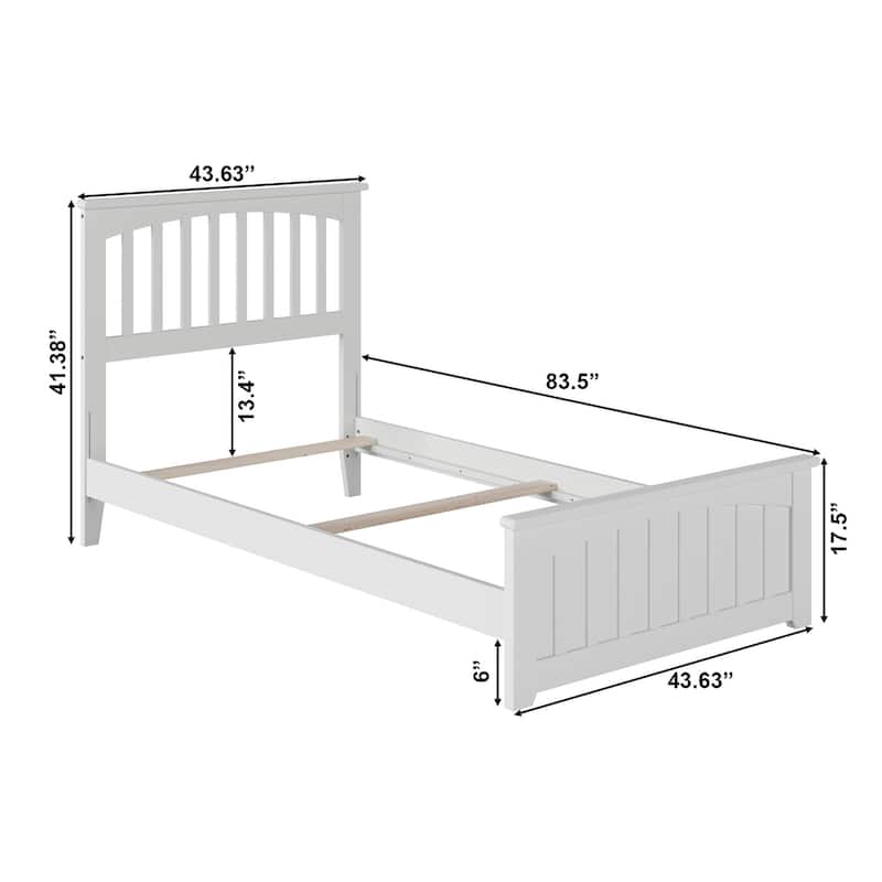 Mission Twin XL Foundation Bed Frame with Matching Footboard in White