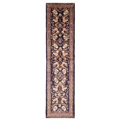 ECARPETGALLERY Hand-knotted Anadol Dark Navy Wool Rug - 2' 9" x 10'