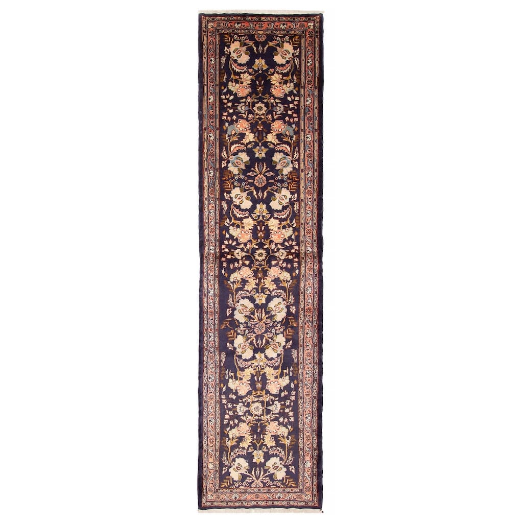 ECARPETGALLERY Hand-knotted Anadol Dark Navy Wool Rug - 2' 9" x 10'