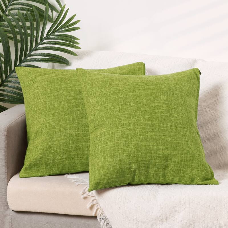 2 Packs Linen Decorative Throw Pillow Cover Solid Contemporary Pillow Cover - Green - 20 x 20 Inch