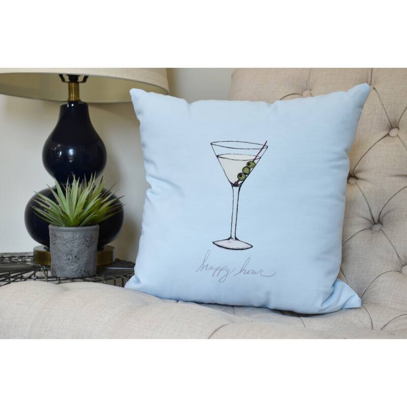 20 x 20 inch Martini Glass Happy Hour Geometric Print Pillow