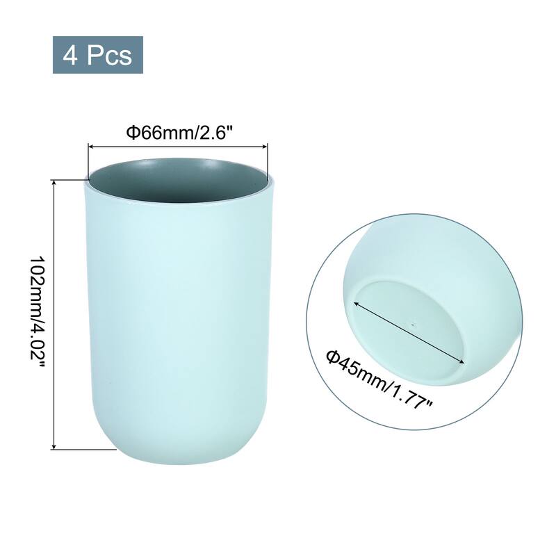 4Pcs Drinking Cups, Unbreakable Bathroom Cup Toothbrush Holder - Light Blue