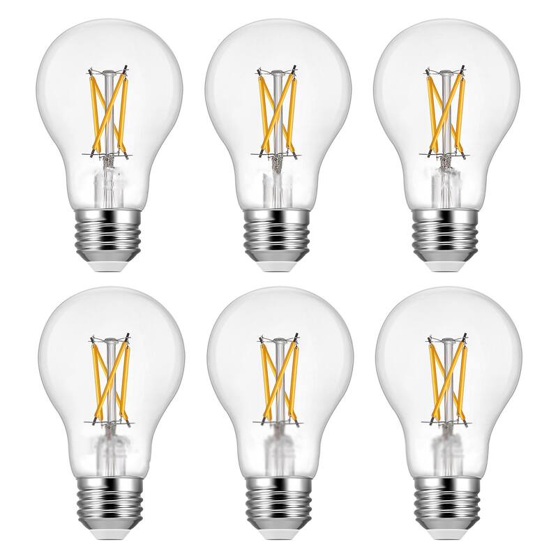Set of 6 Dimmable Edison LED Bulbs 7W 2700K Soft Warm Light E26 Base Vintage Style Energy Efficient Lighting