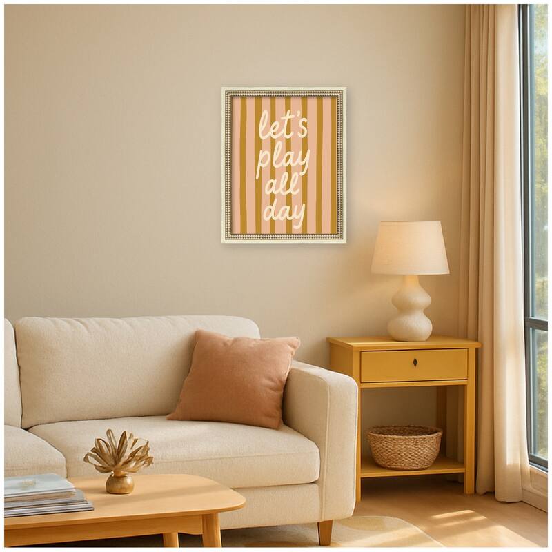 Kate and Laurel Lets Play All Day by Laura Moss Framed Mounted Canvas Wall Art Print