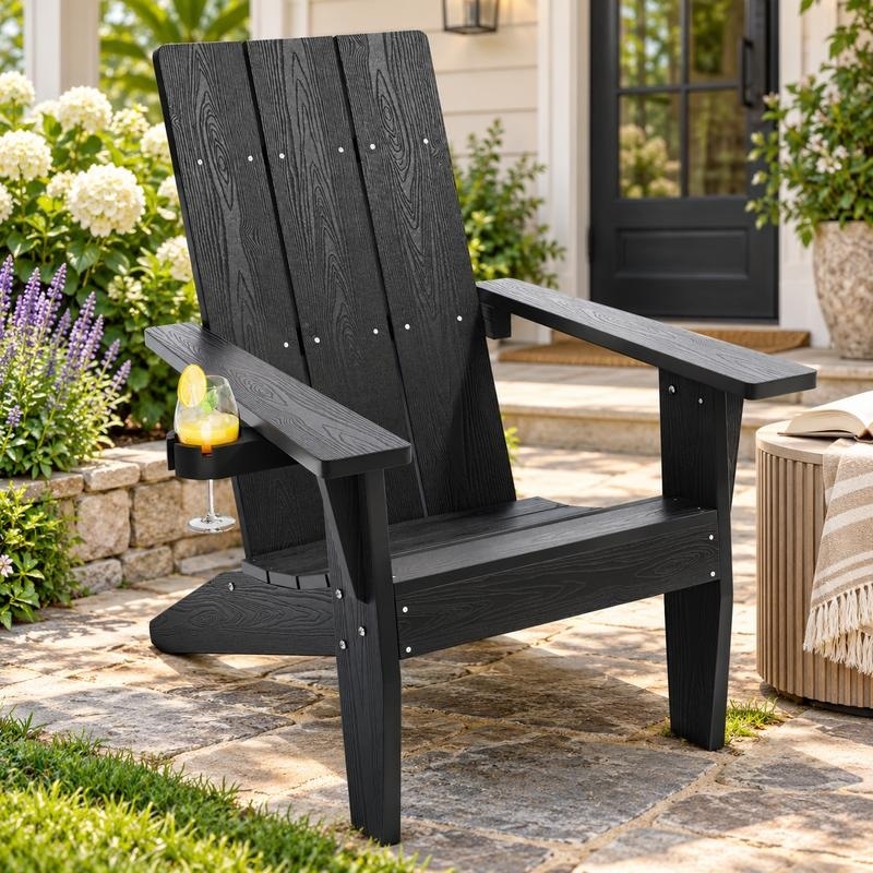 WINSOON Modern Adirondack Chair, HIPS, Cup Holder, Oversized 1/2/4-Piece Set