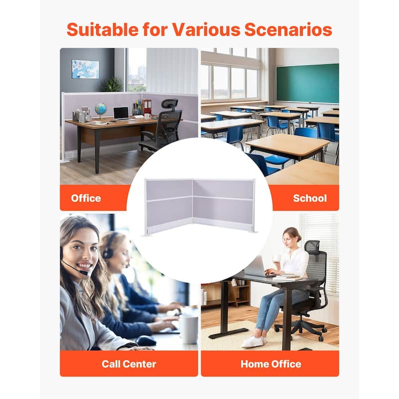 Room Divider Panels with Outlet Covers 2-Pack for Office - 72 x 7.8 x 48 in