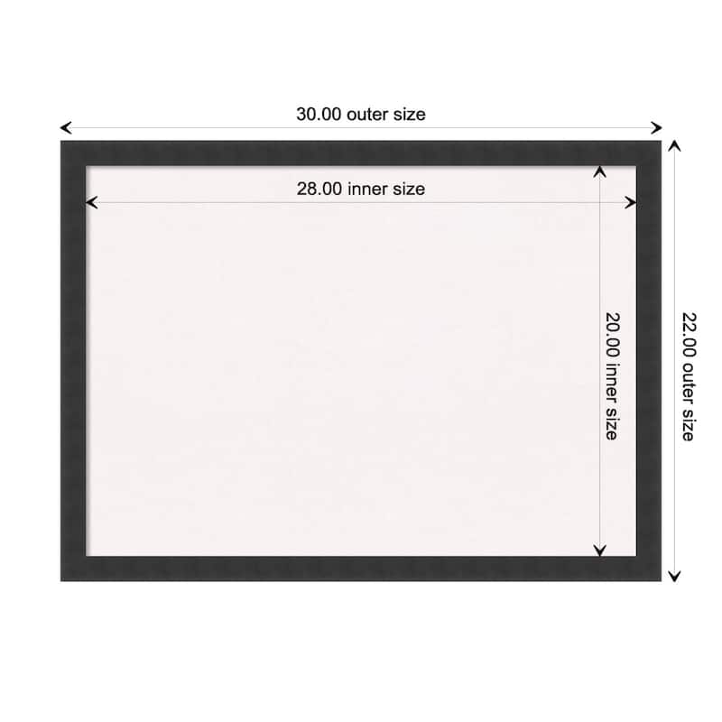 Mezzanotte Black Wood Framed White Corkboard Bulletin Board - Board Size 28x20