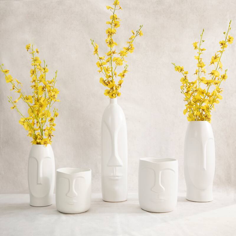 Sagebrook Home Neutral Modern Ceramic Face Vase