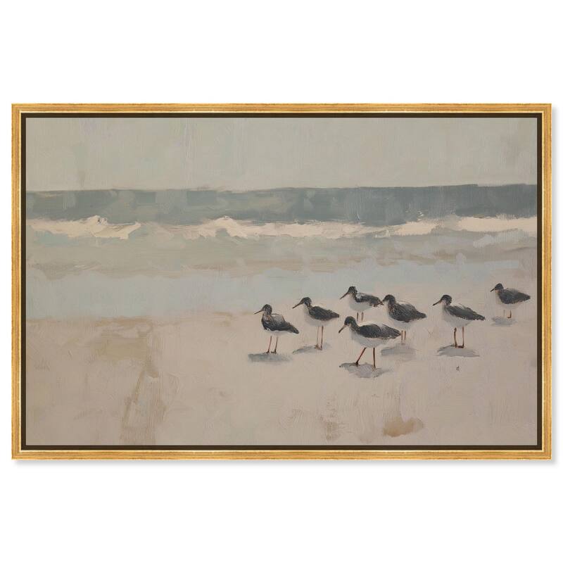 Seagulls at the Beach II Canvas by Art Remedy - Gold - 36" x 24"