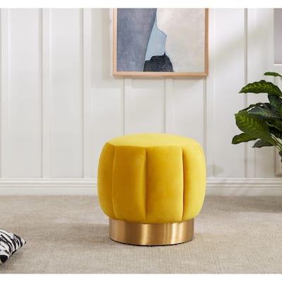 SAFAVIEH Couture Maxine Channel Tufted Ottoman - 18.9" W x 18.9" L x 18.5" H