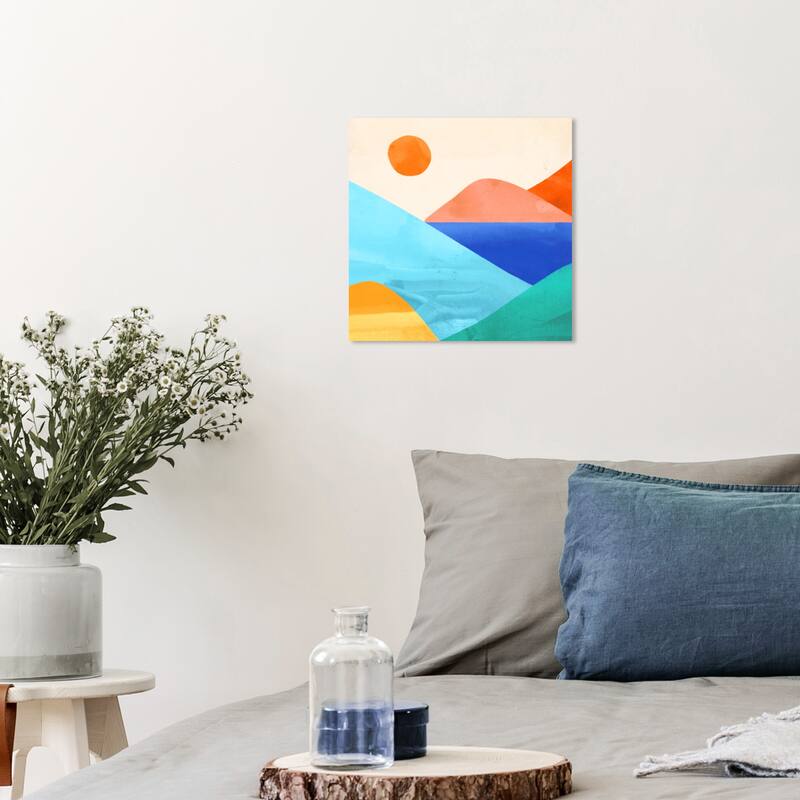 Wynwood Studio Prints Nature and Landscape Bright Hill Tops Blue and Celeste Modern & Contemporary Wall Art Canvas Print - 12 x 12