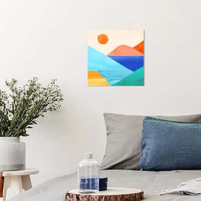 Wynwood Studio Prints Nature and Landscape Bright Hill Tops Blue and Celeste Modern & Contemporary Wall Art Canvas Print
