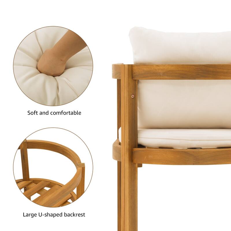 Outdoor 2-piece Wood Chairs With Large U-shaped Backrests