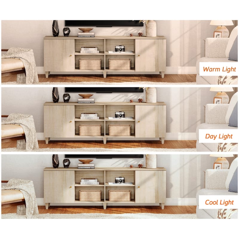 WAMPAT TV Stand for 75 Inches TVs, Modern Media Console