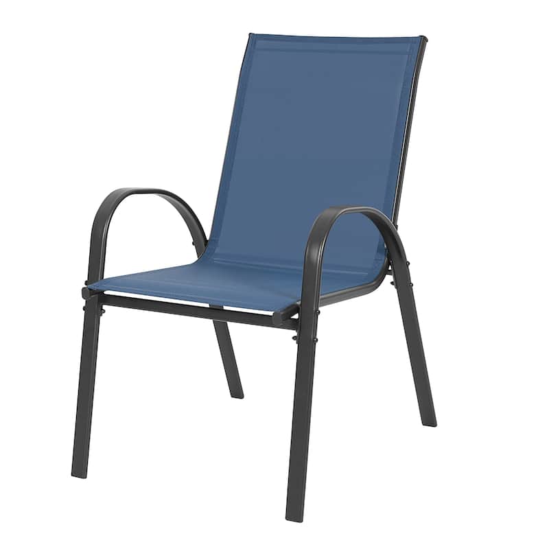 Patio 4-Piece Textilene Dining Chairs with Armrests and Stackable Design