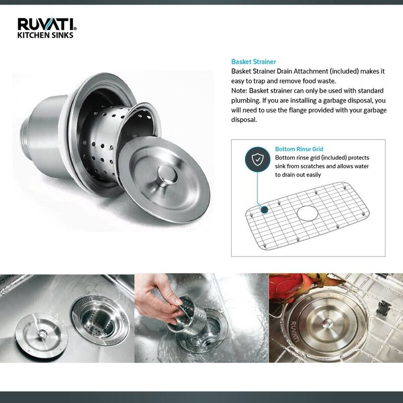 Ruvati 30-inch Undermount 50/50 Double Bowl Zero Radius 16 Gauge Stainless Steel Kitchen Sink - RVH7350 - 30 x 19
