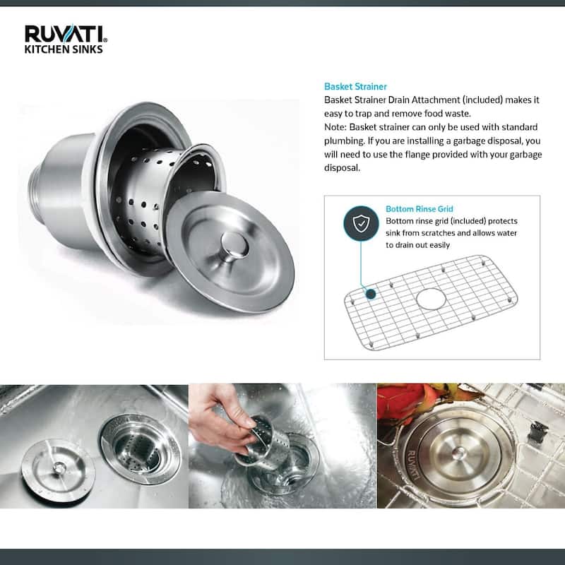 Ruvati 33 x 22 inch Drop-in Topmount 16 Gauge Zero Radius Stainless Steel Kitchen Sink Single Bowl - RVH8001