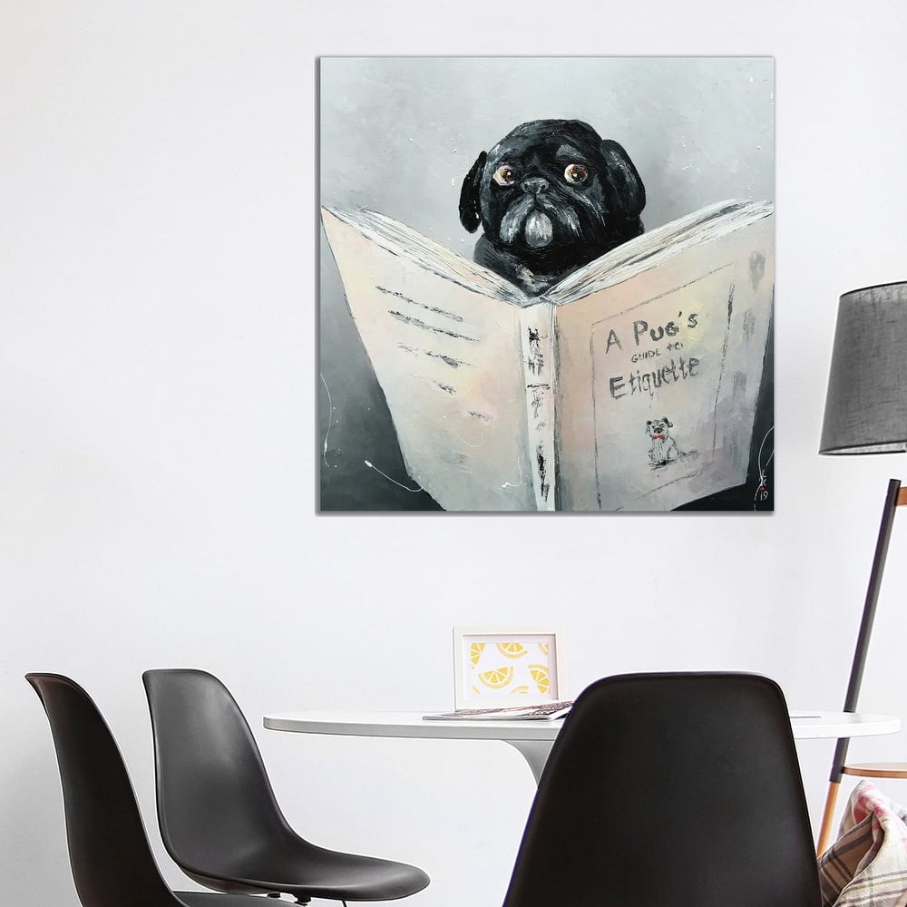 iCanvas "A Pug's Guide To Etiquette" by KuptsovaArt Canvas Print
