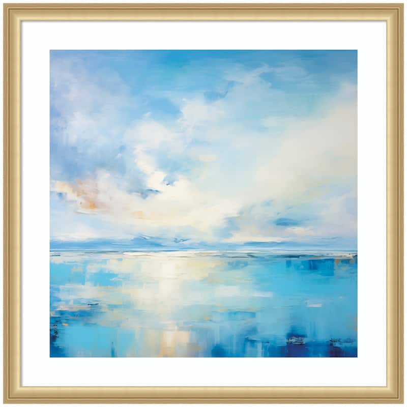 Kate and Laurel Framed Art Serence Coastal Waters Tranquil Landscape by The Creative Bunch Studio - 26x26 - Gold