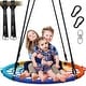preview thumbnail 1 of 6, 40 inch Spider Web Saucer Swing Tree swing for Kids with 2 Hanging Straps