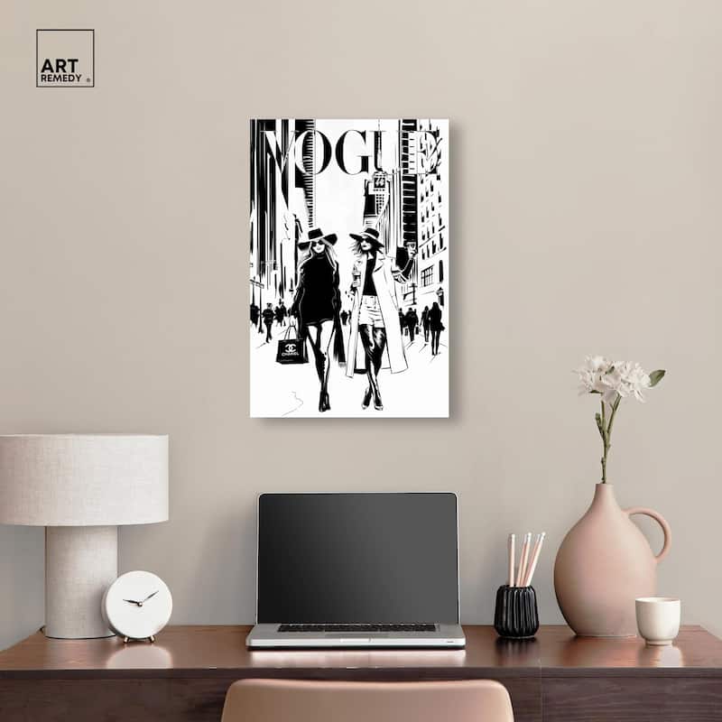 Shopping Gals Cover Canvas by Art Remedy, Gallery Wrapped