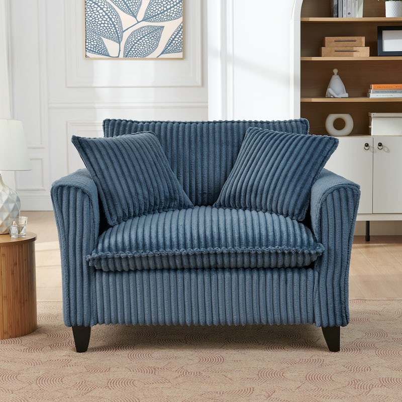 Roomfitters Corduroy Accent Chair with Pillow, Oversized Single Sofa Chair with Armrests and Soft Cushion, Modern Lounge Chair