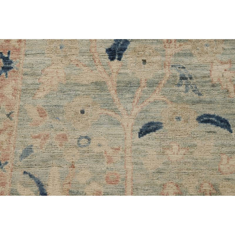 Hand Knotted Oriental 100% Wool Carpet Traditional Floral Beige & Ivories Art Deco Runner Rug - 11' 10'' X 2' 11''