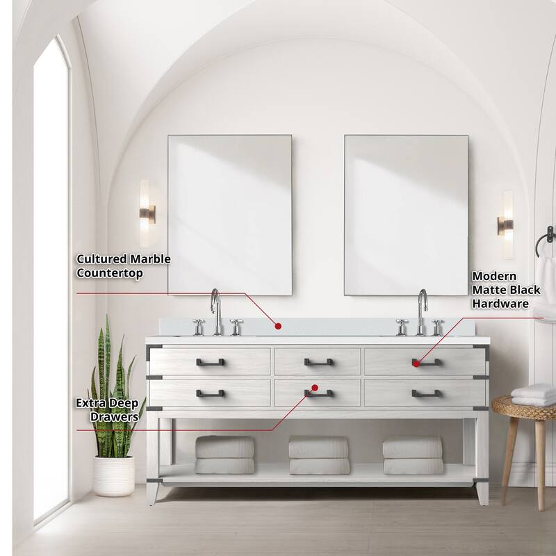 Norwalk Bath Vanity with Cultured Marble Top, Sink, Mirror and Faucet