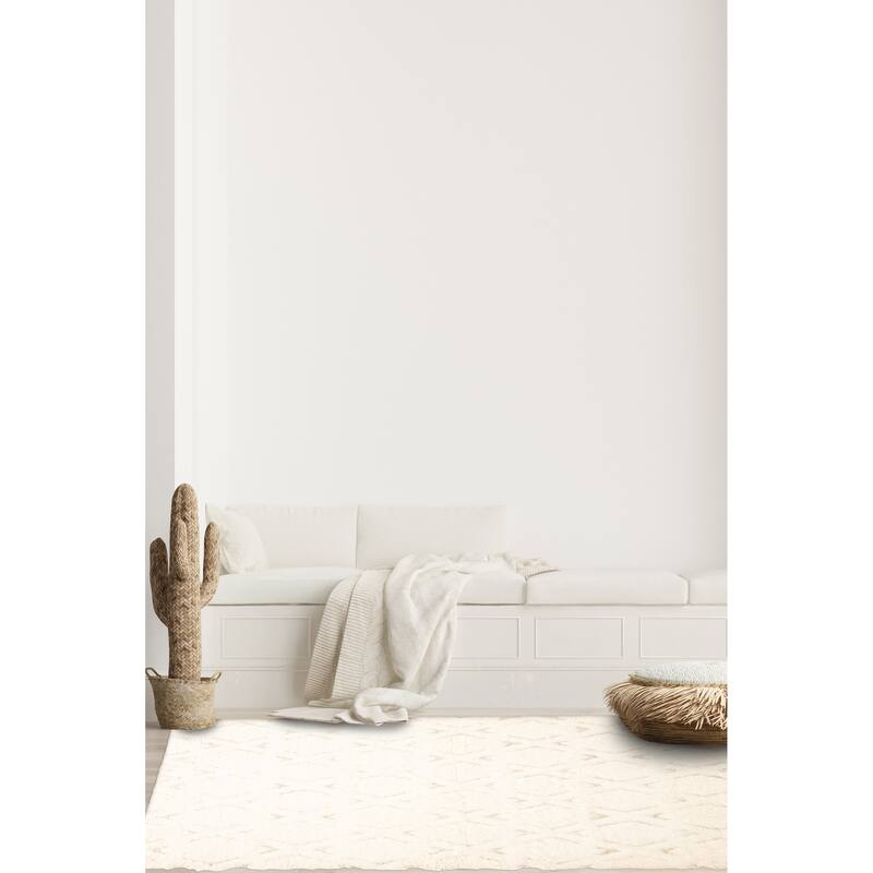 ECARPETGALLERY Hand-knotted Tangier Cream Wool Rug - 5'8 x 7'8