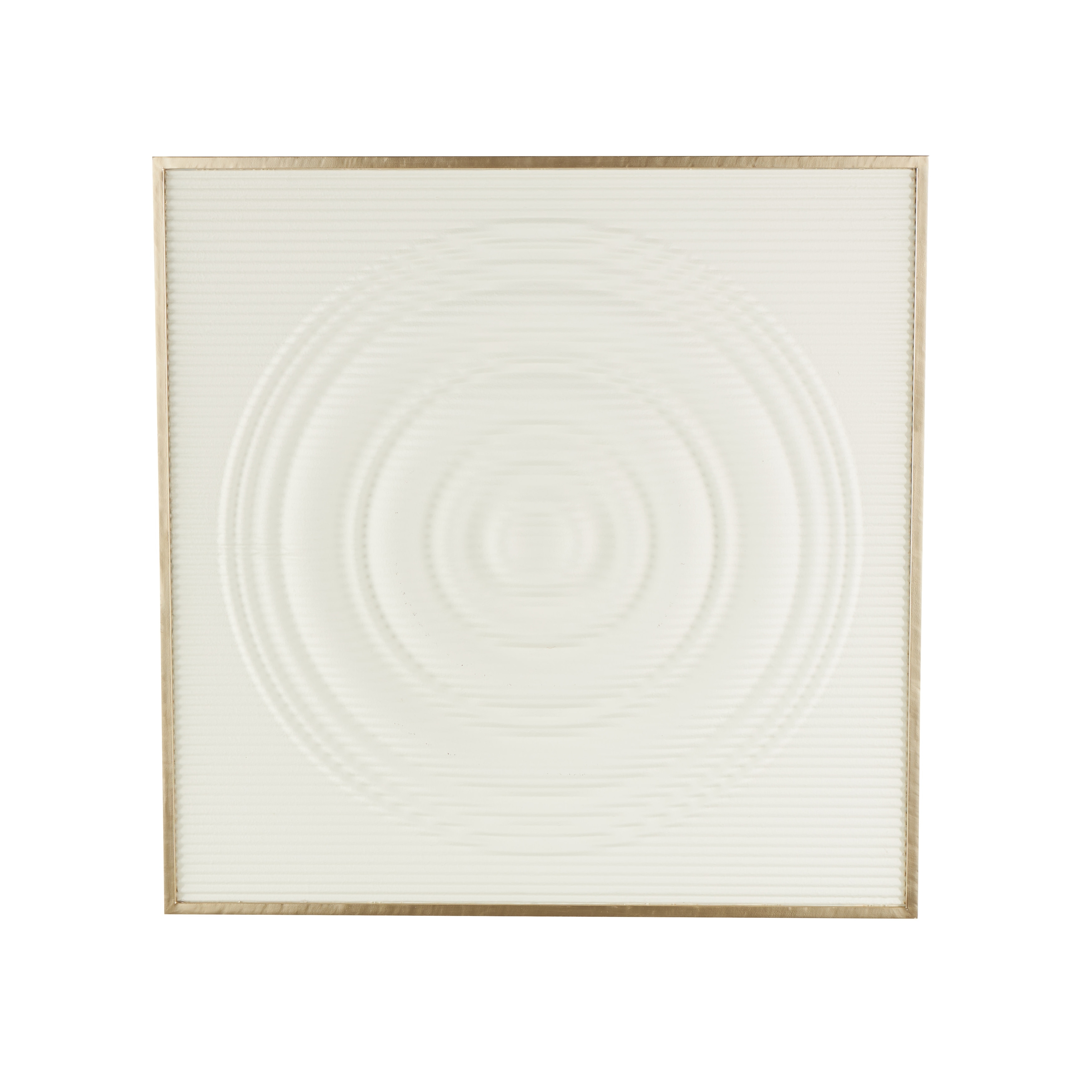 Metal Geometric Ribbed Home Wall Decor with Brass Frame - White - Roche River Decor