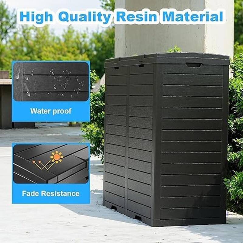 62 Gallon Outdoor Trash Can with Laminated Lid and Drip Tray Waterproof Outdoor Trash Can for Patios, Backyards