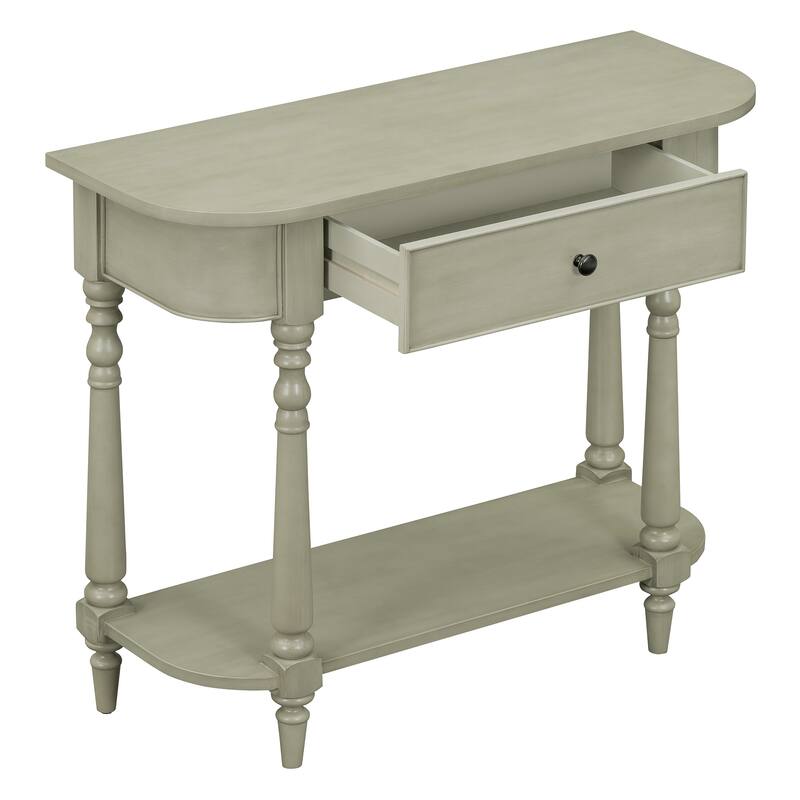 36 Inch Wood Console Table with Drawer and Shelf for Entryway