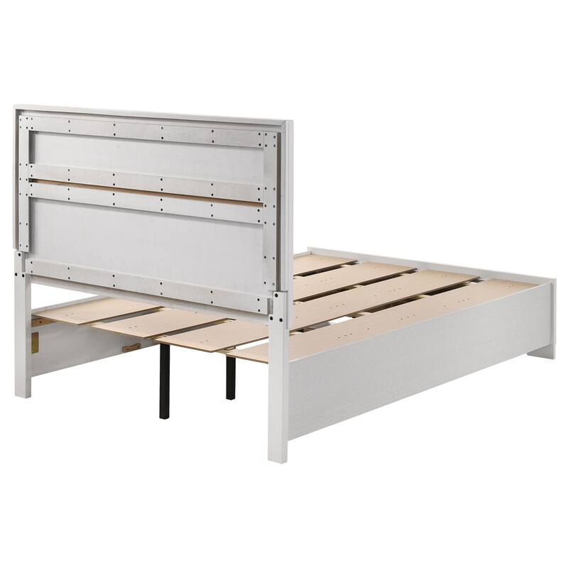 Full Size Solid Wood Panel Bed with Integrated Drawers and Slatted Platform