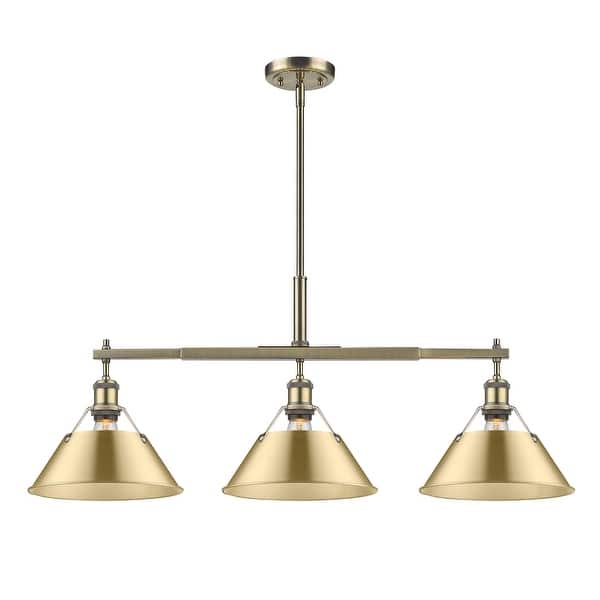 slide 2 of 2, Yep by Golden Lighting Orwell 3-light Island Light in Aged Brass and Brushed Champagne Brass shade - Gold