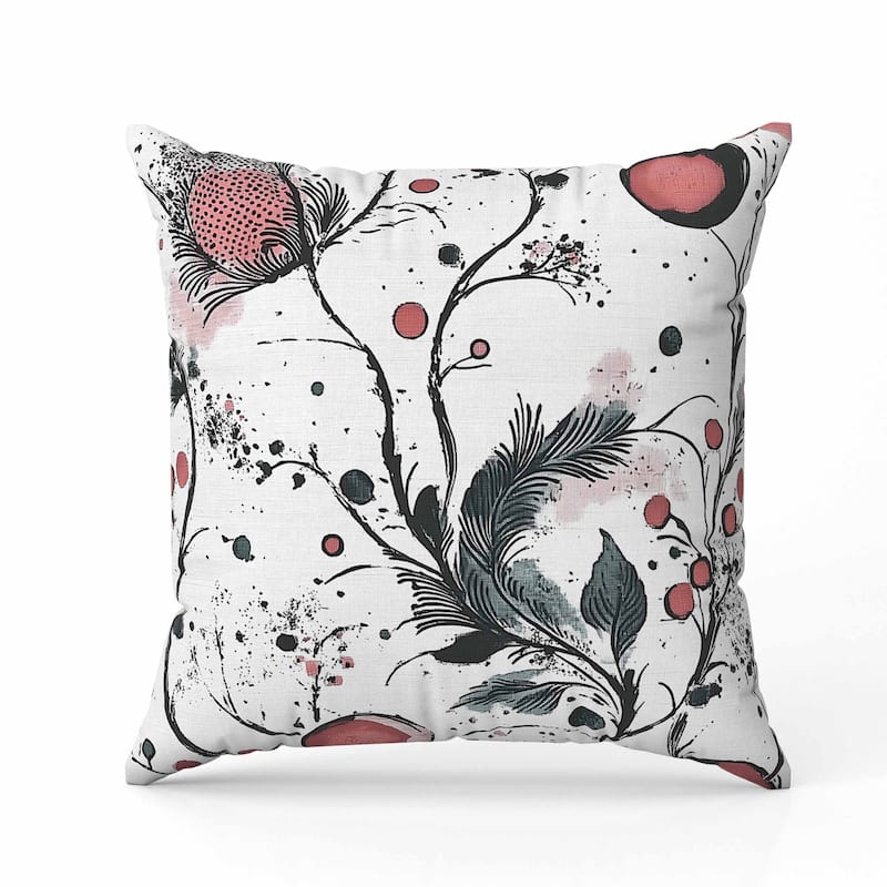 Spotted Garden Faux Suede Reversible Throw Pillow White and Pink