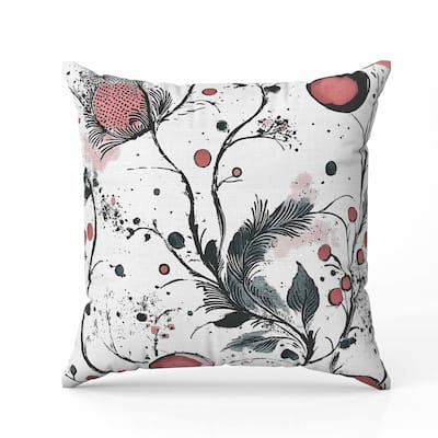Spotted Garden Indoor/Outdoor Reversible Throw Pillow White and Pink