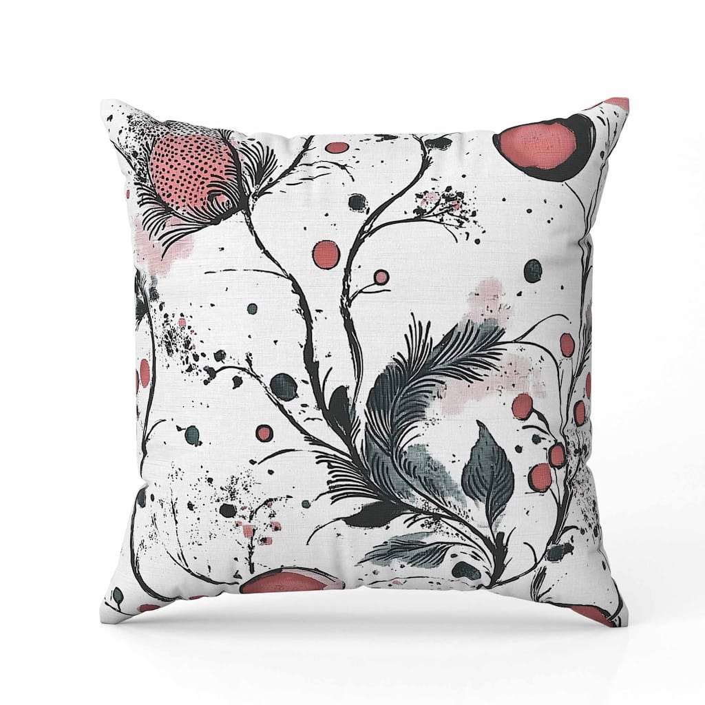 Spotted Garden Indoor/Outdoor Reversible Throw Pillow White and Pink