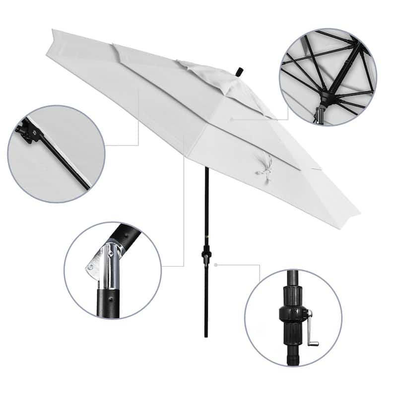 California Umbrella 11' Rd. Alum/Fiberglass Rib Patio Umb,Crank Lift/Collar Tilt, Dbl Wind Vent, Black Finish, Sunbrella Fabric