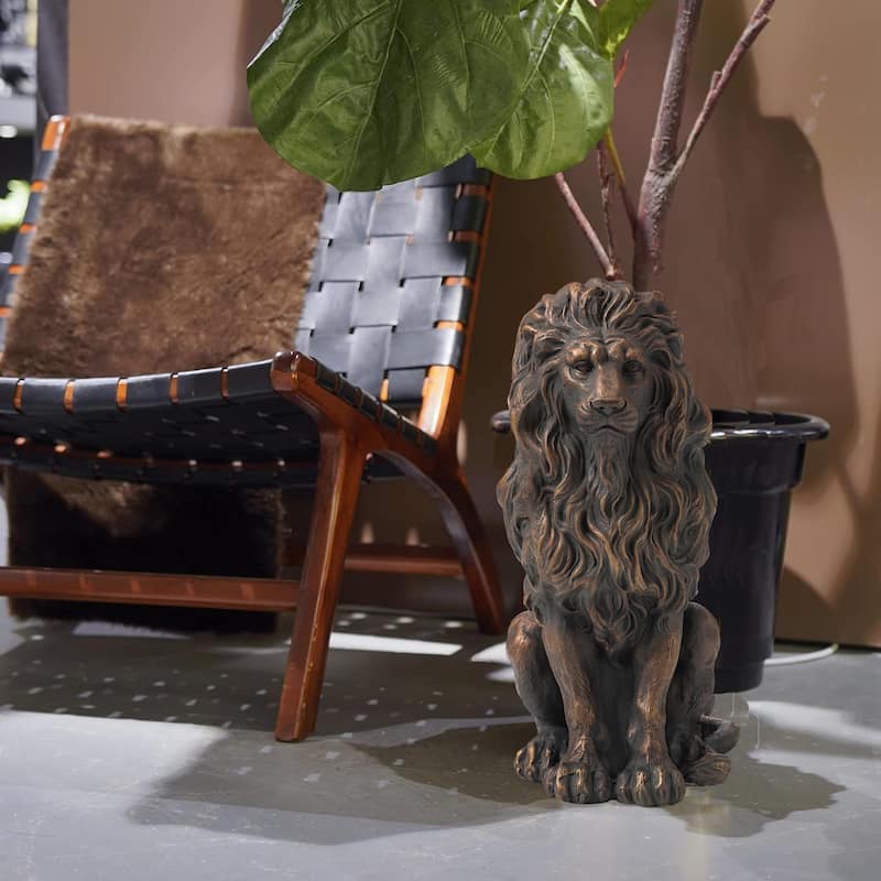 Glitzhome MGO Vintage Sitting & Lying Lion Guardian Garden Statue Porch Sculpture Indoor Outdoor