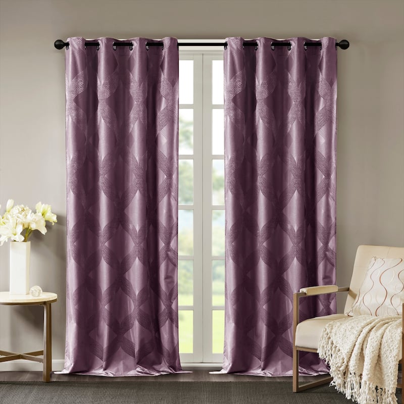 SunSmart Abel Ogee Knitted Jacquard Total Blackout Curtain Panel