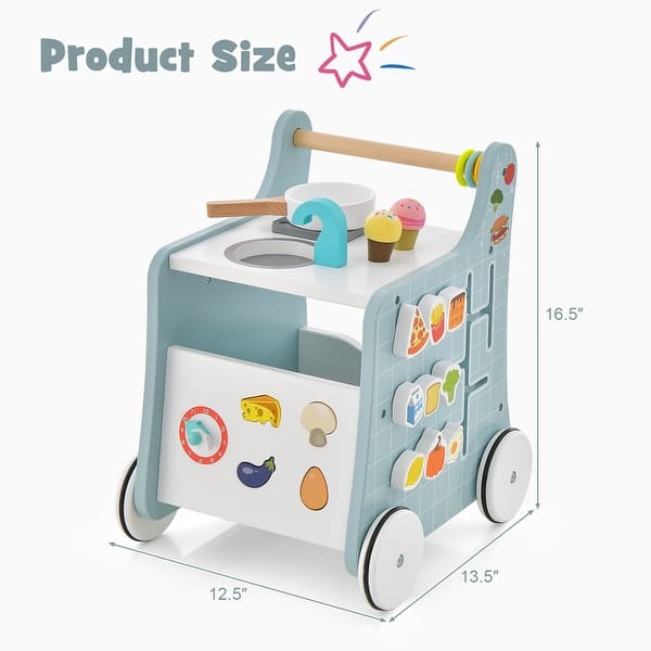 Costway 6-in-1 Baby Push Walker Wooden Strollers Learning Activity - See Details