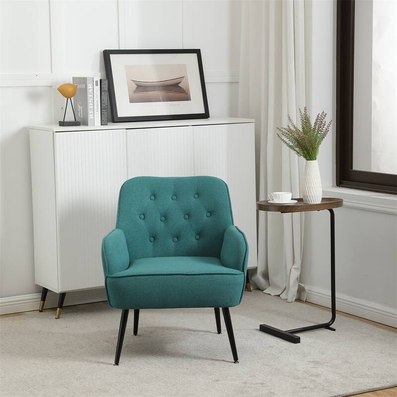 Modern Mid Century Chair Linen Sherpa Armchair