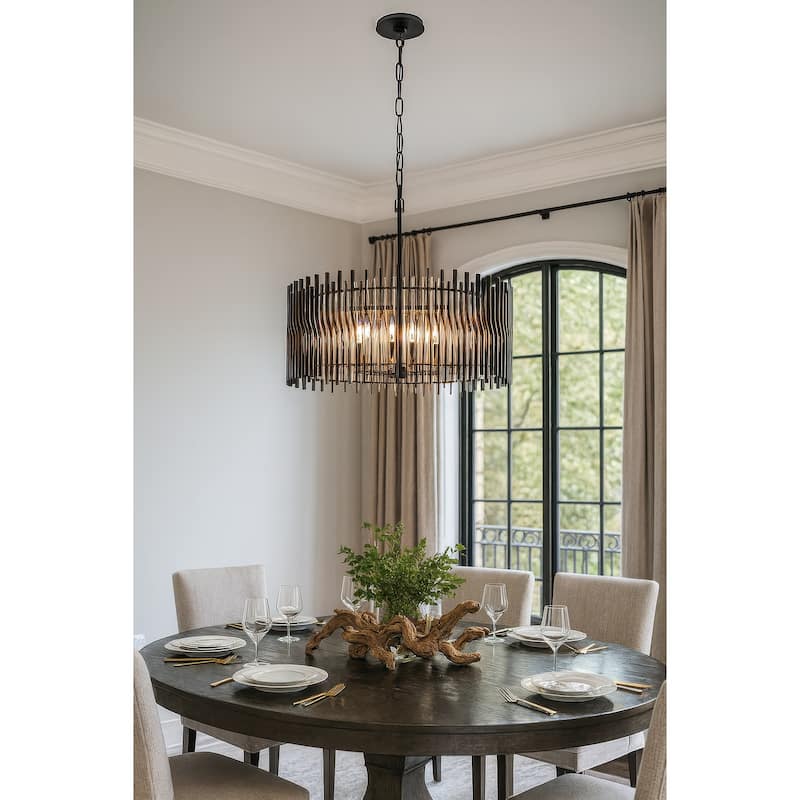 Varaluz Park Row Pendant - Matte Black/French Gold - 24"W x 11.75"H