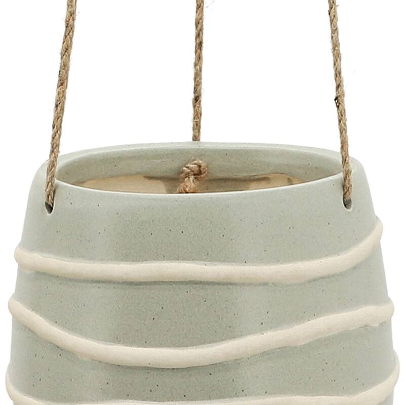 Sagebrook Home Neutral Textured Ceramic Hanging Planter