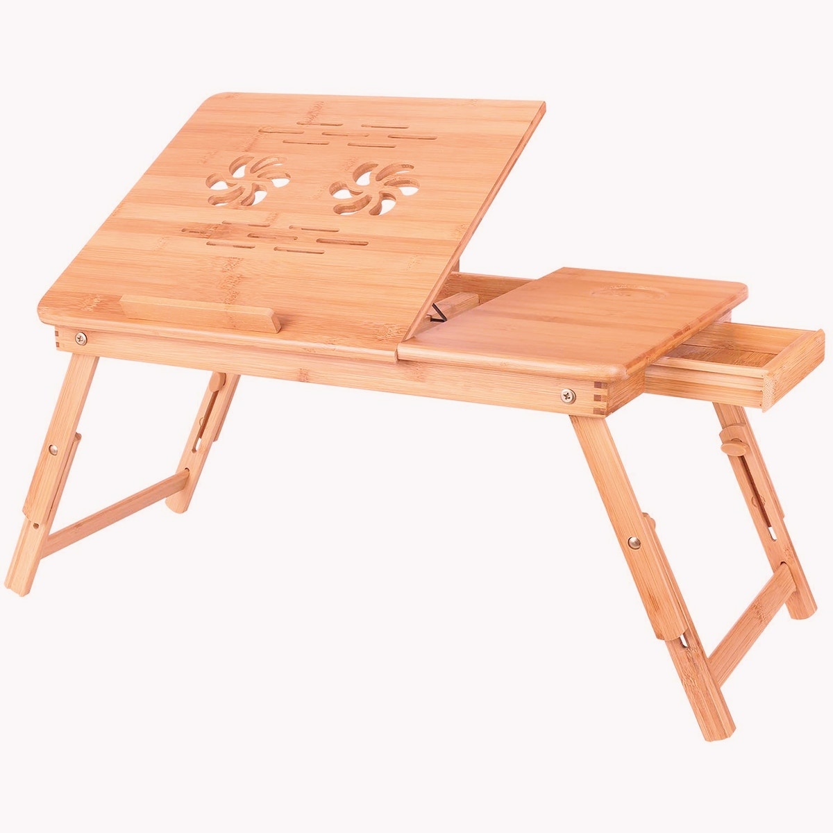 Shop Costway Portable Bamboo Laptop Desk Table Folding Breakfast