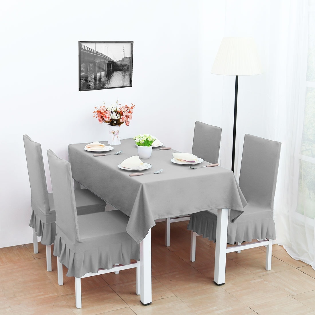 Shop 4pcs Stretch Dining Room Chair Covers Seat Protector On