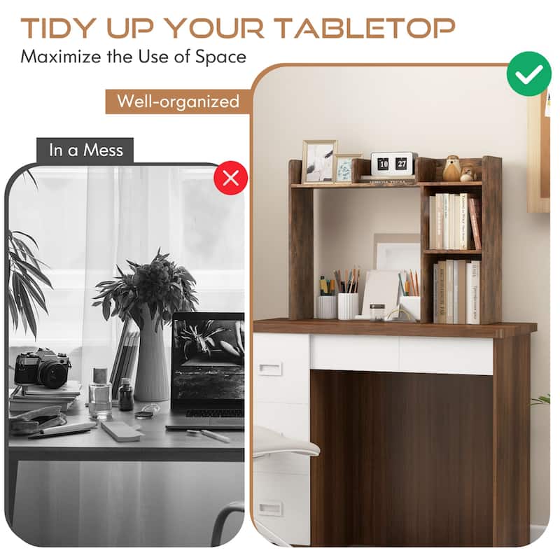 Costway Desk Bookshelf Desktop Storage Organizer Display Shelf Rack