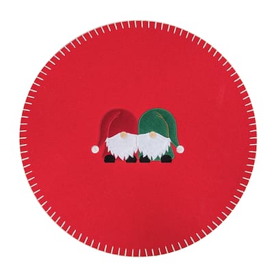 Naughty / Nice Gnome Felt Round Placemat Set of 6